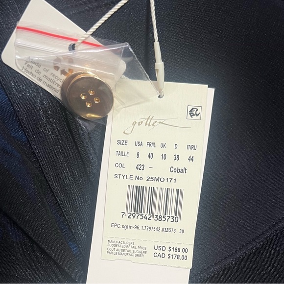 GOTTEX cobolt blue Montecarlo cap sleeve square neck one piece swimsuit size 8 - Picture 7 of 8